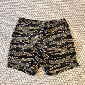 Taylor Stitch Black and Tan Tiger Camo Swim Board Shorts